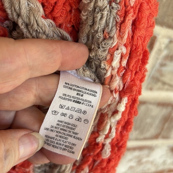 Free People Desert Daze Orange and Cream Chunky Knit Cardigan - Picture 8 of 13